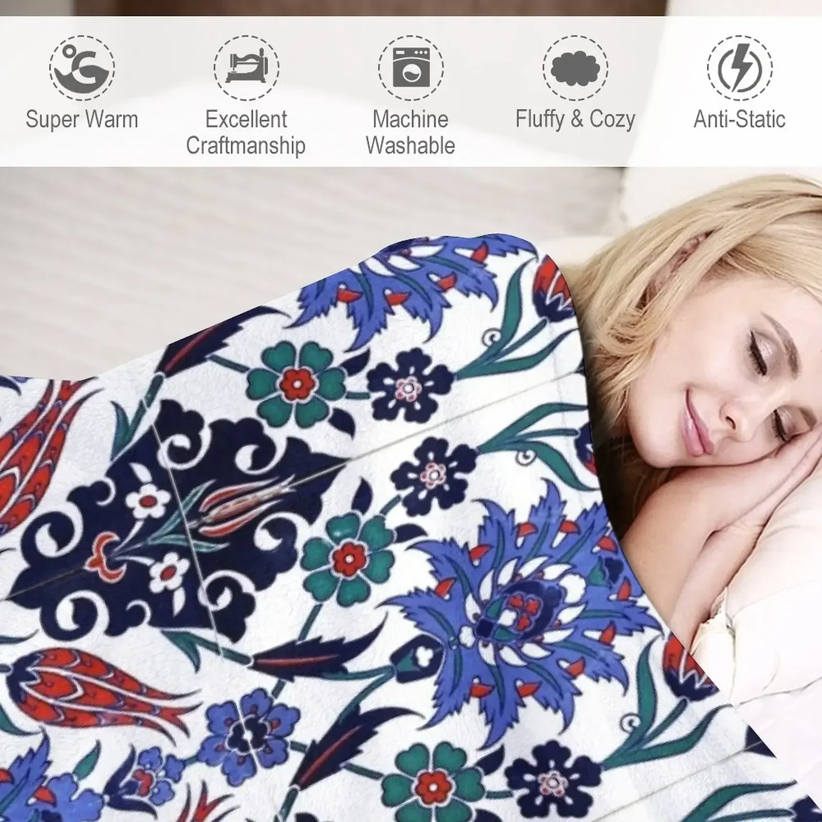 Турецкий тюльпан мотив плитка узор плед одеяло мягкие кровати Рождественское