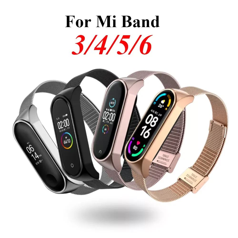 

Ремешок для часов Xiaomi Mi Band 3/4/5/6, металлический браслет из нержавеющей стали 304