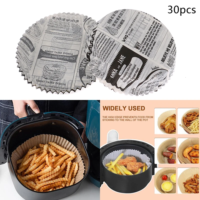 

30pcs Printing Pattern Air Fryer Disposable Paper Liner Non-Stick Baking Mat Baking Utensils For Kitchen Oil-proof Protect Fryer