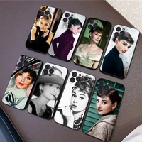 audrey hepburn phone case silicone soft for iphone 14 13 12 11 pro mini xs max 8 7 6 plus x xs xr cover