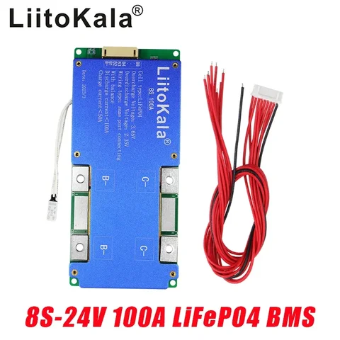 LiitoKala 8S-24V100A-BMS Литий-железо-фосфатная плата балансировки заряда