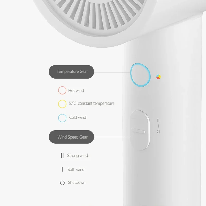 Фен XIAOMI Mijia H300 профессиональный Быстросохнущий Анионный фен для волос легкий с