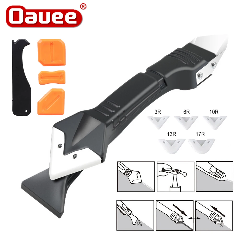 

5 In 1 Silicone Remover Caulk Finisher Sealant Smooth Scraper Grout Kit Tools with Seam Tape Plastic Hand Tools Set Accessories