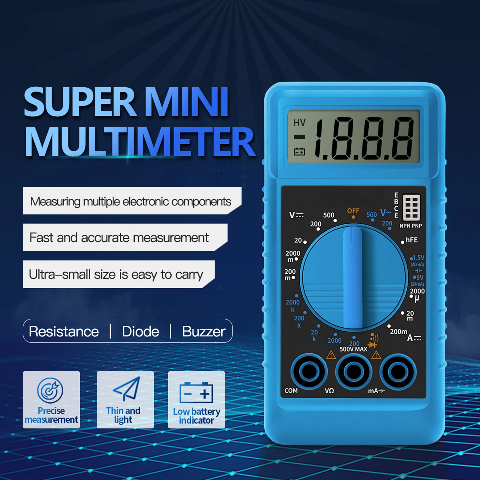 Цифровой мультиметр Mini DT182 с зуммером устройство для измерения перегрузки