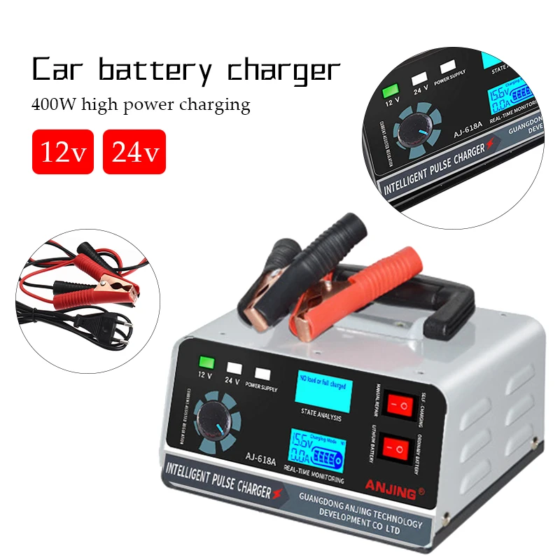 24V/12V Battery Charger Large Power 400W /260W Acar Battery Charger Trickle Smart Pulse Repair for Car SUV Truck Boat Motorcycle