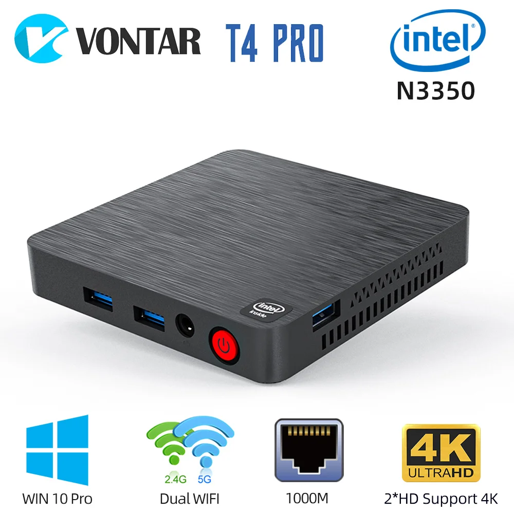 Мини-ПК Beelink T4 Pro 4 + 64 ГБ Intel Apollo Lake N3350 Windows 10 4K BT4.0 1000M Wi-Fi |