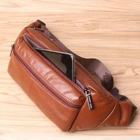 men genuine leather waist bag for male chest bags travel cellmobile phone bag travel fanny pack shoulder messenger bags