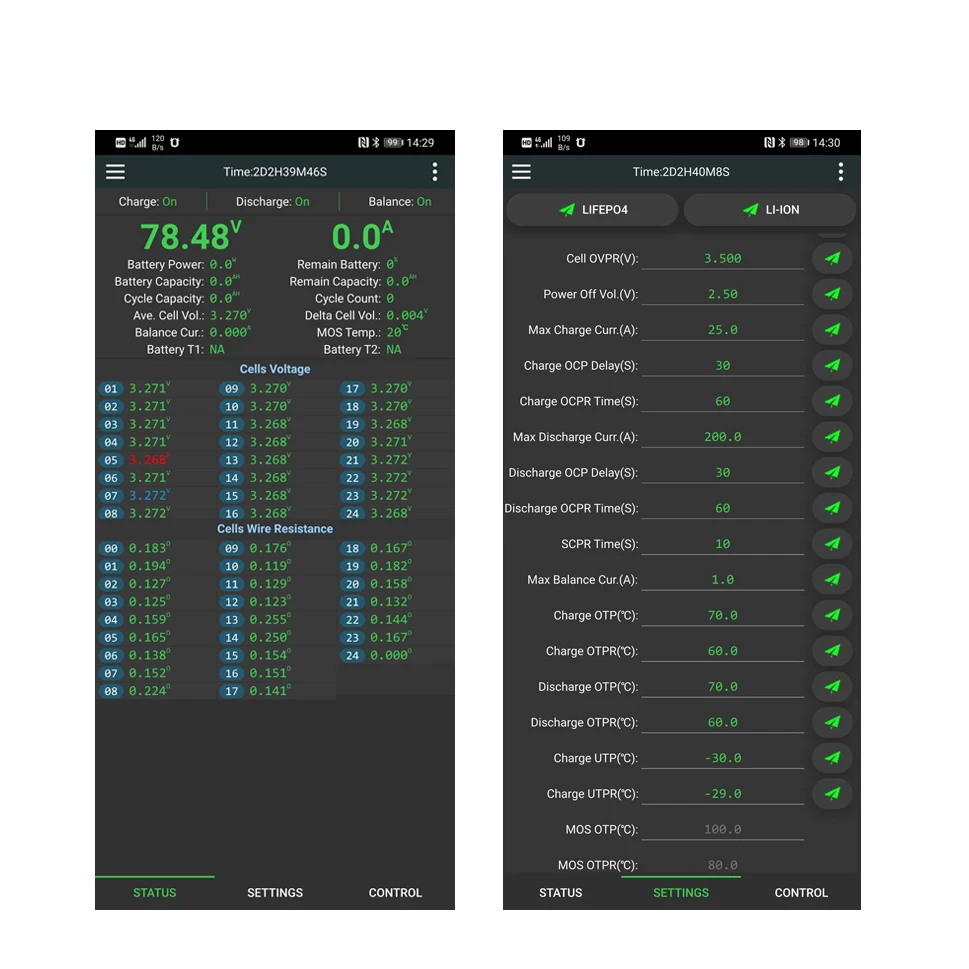 Фонарь 8S-24S 60A SMART BMS 0.6A активный выравнивание для 24 В 36 48 72 в LFP4 литий-ионный пакет bms