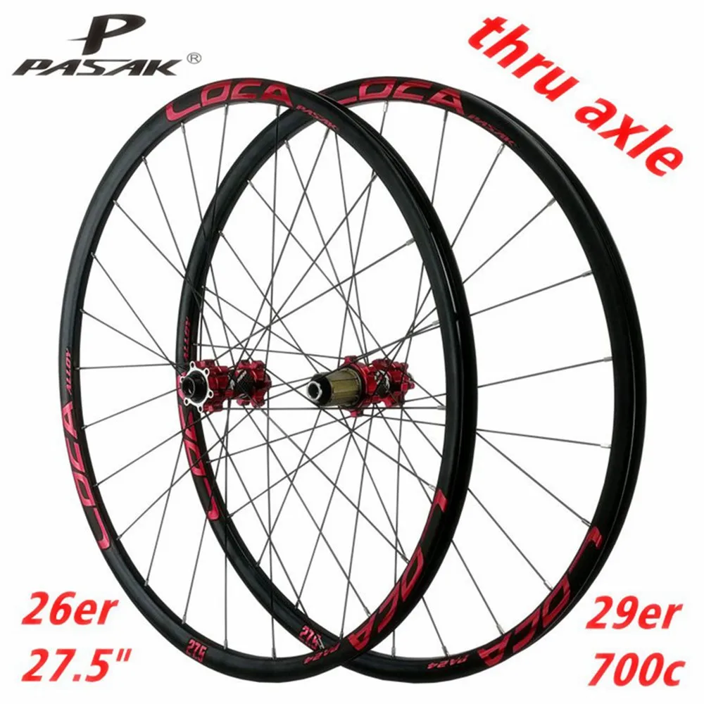 PASAK MTB Mountain Bike 26 / 27.5 / 29 inch Wheelset Thru Axle Disc Brake 24H 6 Claw Stright Pull 11/12 Speed 700C Wheels Rim