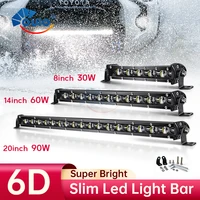 6d slim led light bar 12v 8 14 20inch spotlight flood combo for car driving trucks lada niva 4x4 off road led work light lamp