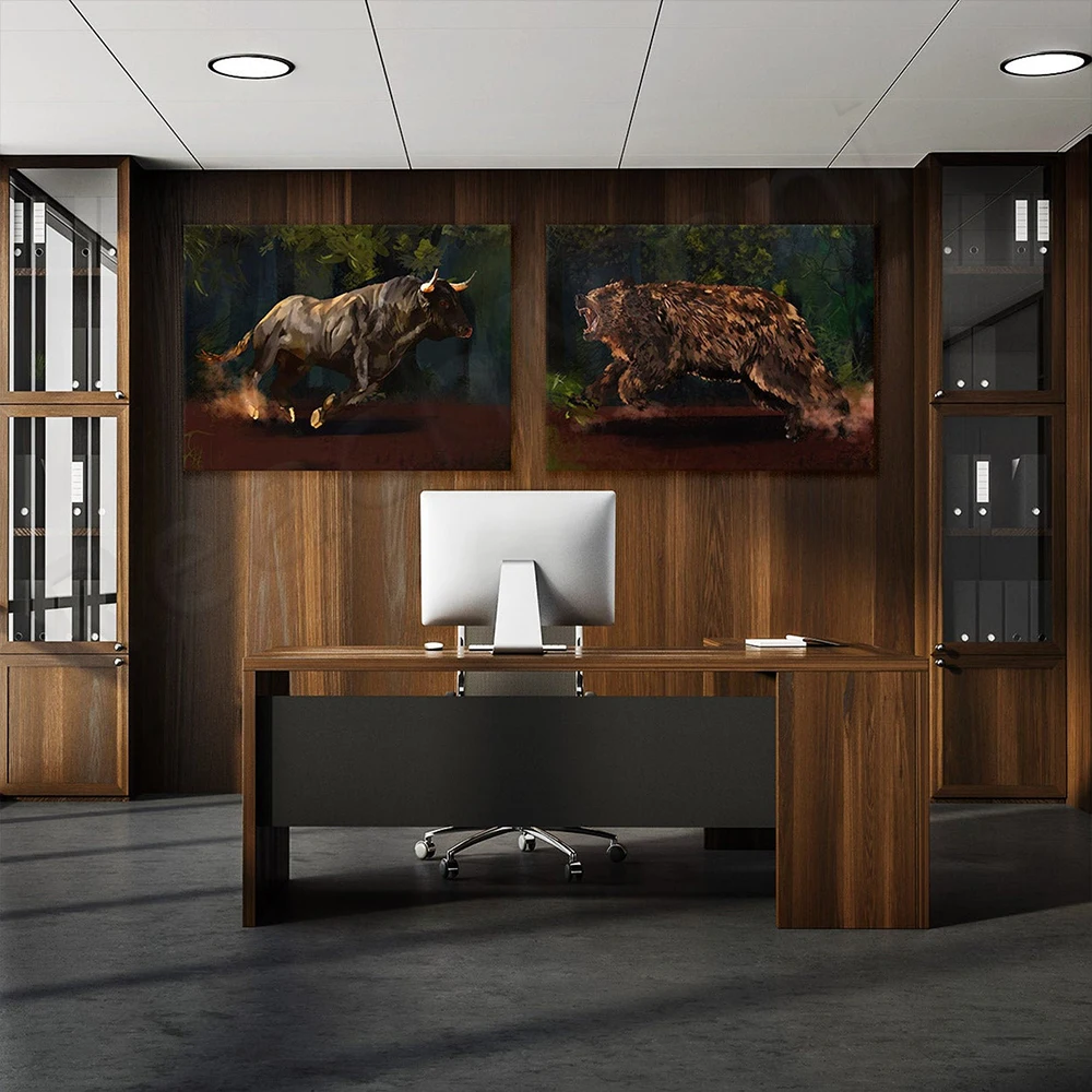 

Bull vs Bear Run Canvas | Искусство на стену, украшение для дома
