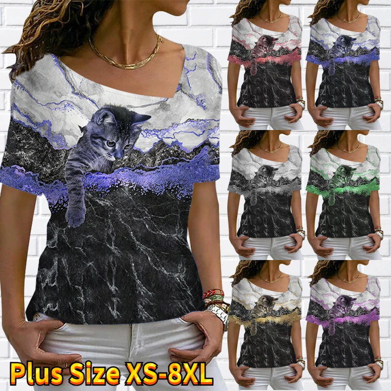 

Футболка женская повседневная с коротким рукавом и V-образным вырезом