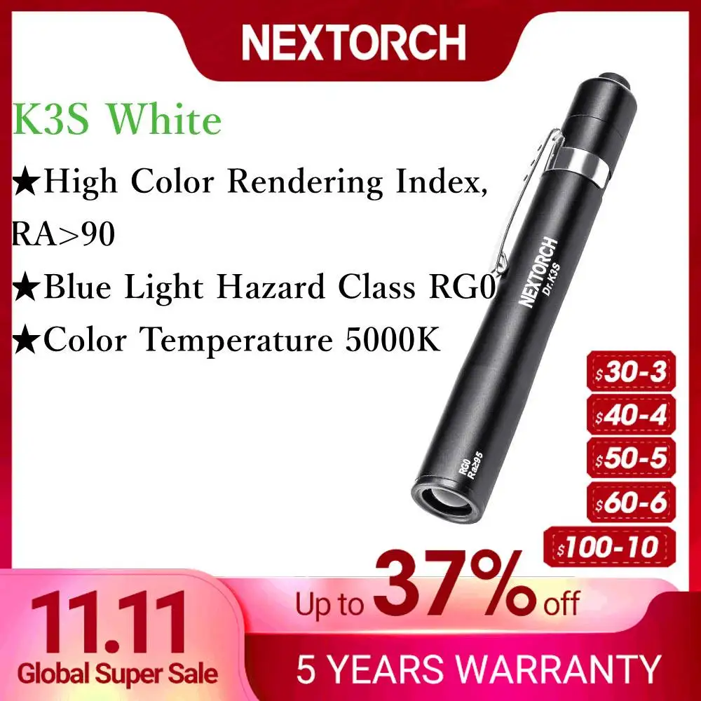 

NEXTORCH Professional Medical Pen Light Pen-type Body with Clip for Doctor Nurse Family Medical Care Without Battery Doctor K3S