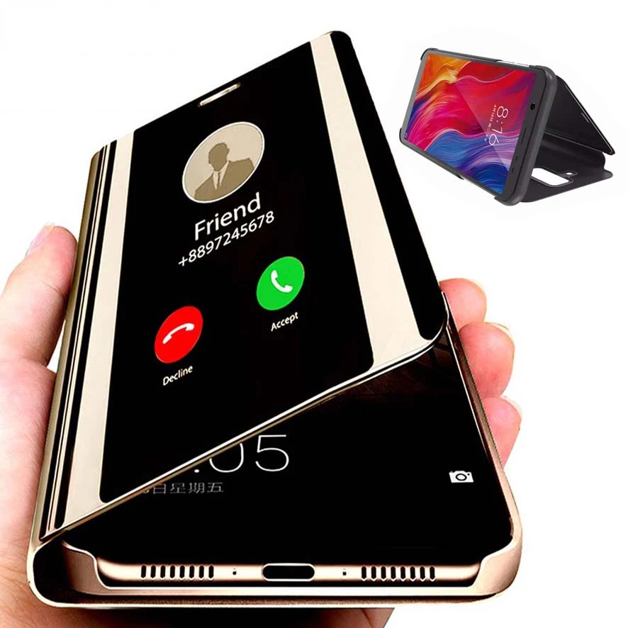 

Smart Window Case For Iphone 7 8 6 6S Plus 11 12 Pro Max Mini Plating Mirror Book Flip Stand Case XS Max XR XS X Full Protection