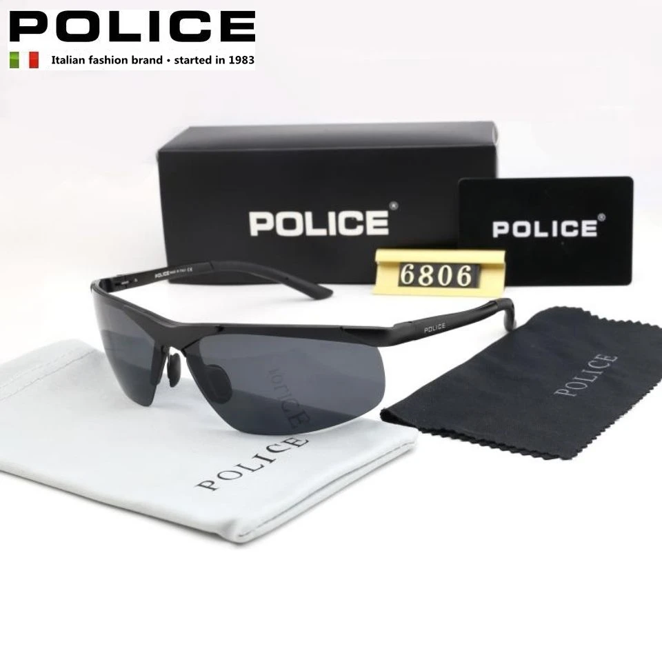 Luxury Brand POLICE Men's Brand Designer Pilot Sunglasses Outdoor Cycling Men Driving Polarized Glasses UV400 Sun Glass 6806