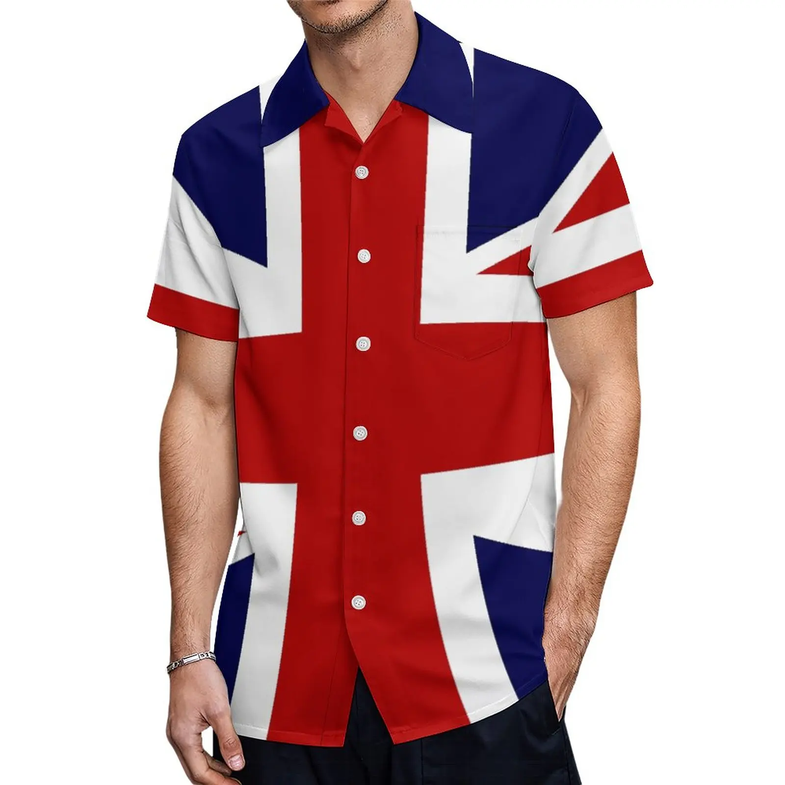 

Union Jack Flag of The UK A Short Sleeved Shirt Novelty T-shirts Coordinates Top Quality Swimming USA Size
