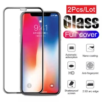 2pcs full cover tempered glass for iphone xr xs 12 pro max 11 12 mini protective glass for iphone 8 6s plus se 2020 glass film