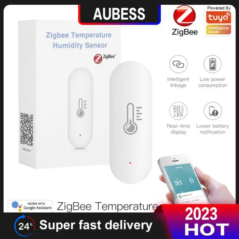 

Термометр с аккумулятором Smart Life Tuya Zigbee, умный гигрометр с датчиком температуры и влажности, работает с приложением