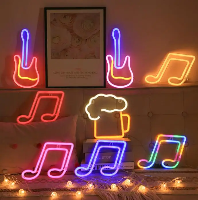 

LED neon light music violin modeling light room atmosphere decoration light