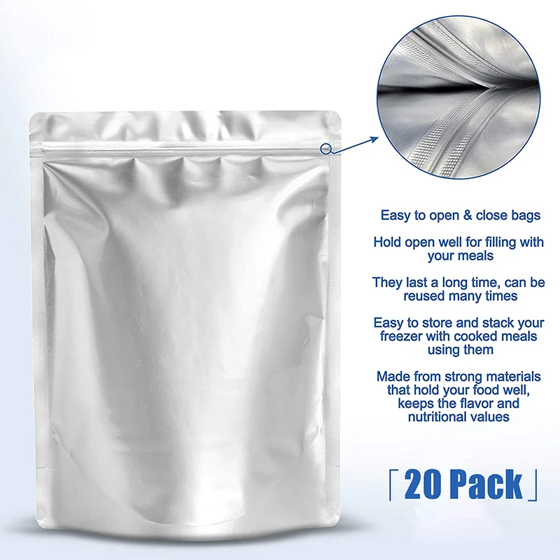 

20 шт., многоразмерные пакеты для хранения еды из алюминиевой фольги