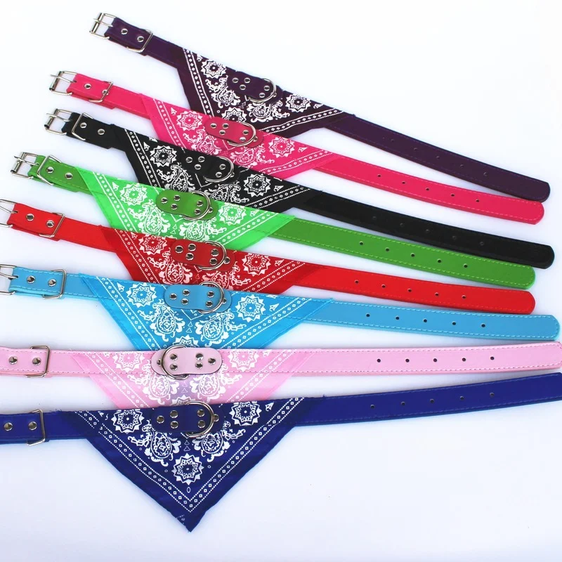 

Dog Collar Printed Triangle Necklace Dog Supplies Cat and Dog Saliva Towel PU Material Kitten Collar Dog Accessories Cat Collar