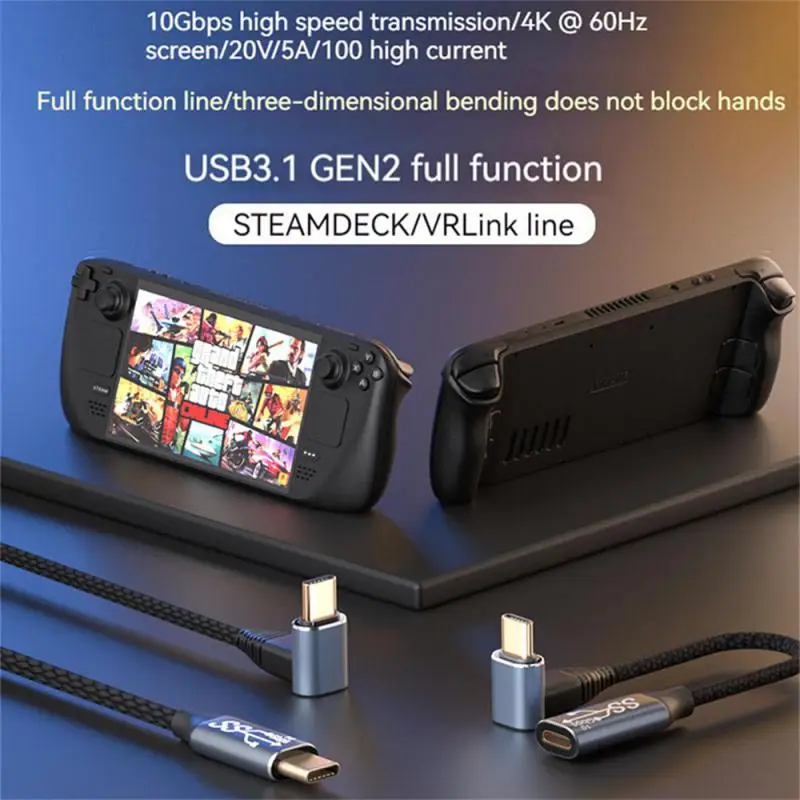C Elbow Thunderbolt Кабель 10 Гбит/с USB3.1 Gen2 4K/60 Гц PD100W 5A E-MARK Видеопитание для паровой панели