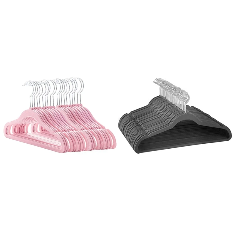 

20 Pack Baby Velvet Hangers Non Slip Clothes Hangers (Pink) & 20Pack Non-Slip Velvet Adult Hangers Clothes Hanger