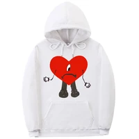 harajuku brand design love eyes print hoodie bad bunny un verano sin ti music album pattern hoodies men women hip hop white tops