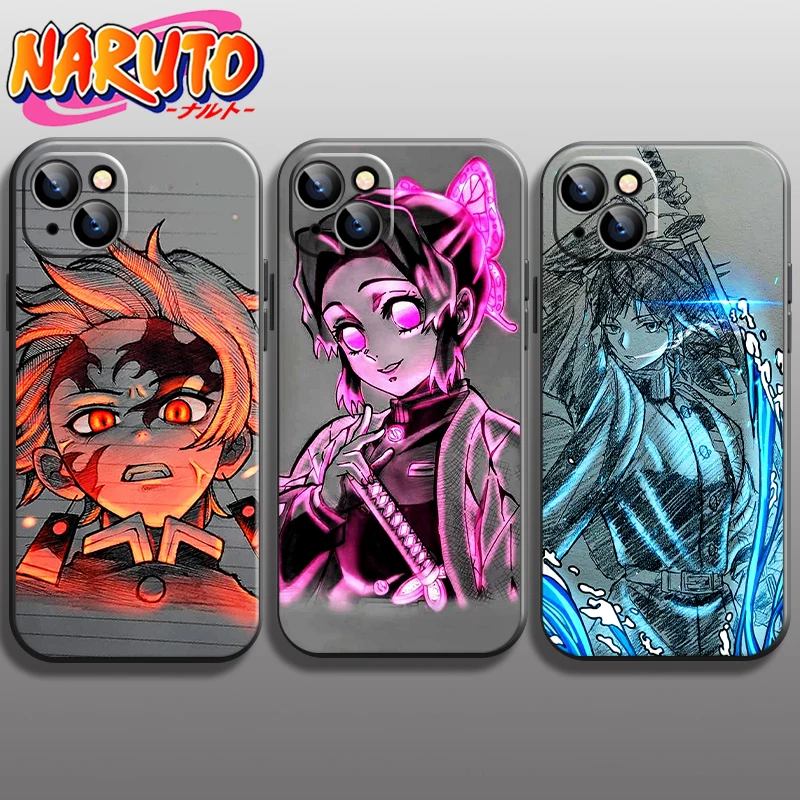 

Japanese Anime For Apple iPhone 13 12 11 Pro 12 13 Mini X XR XS Max SE 5 6 6s 7 8 Plus Phone Case Funda Liquid Silicon Black