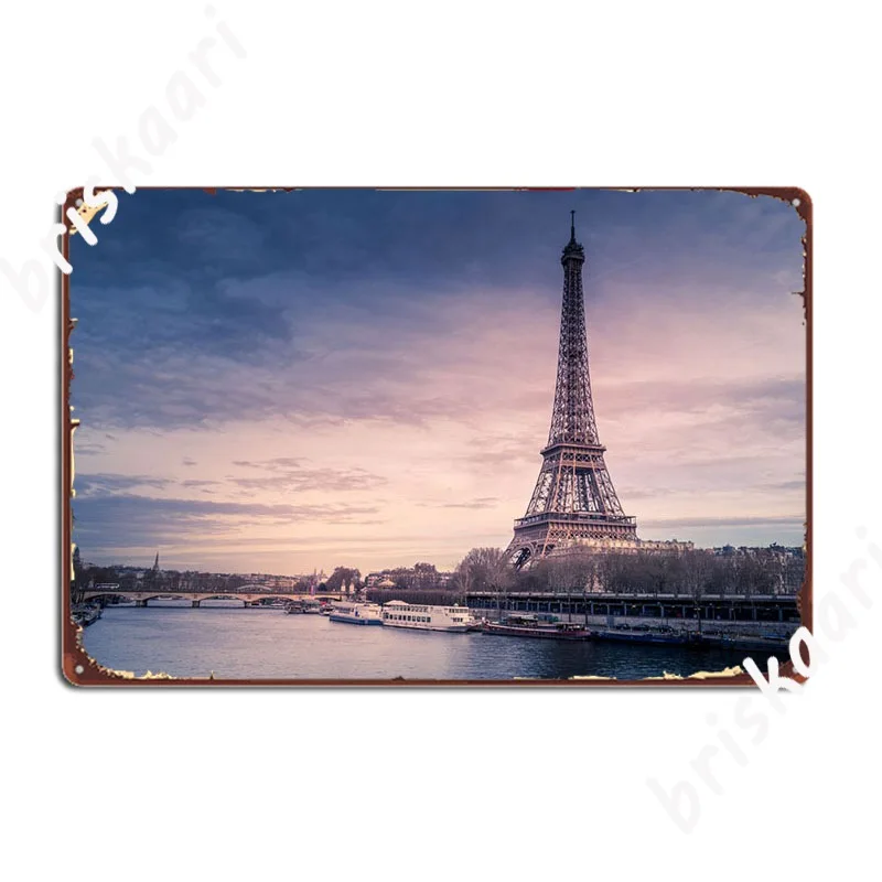 

Eiffel Sunset Metal Plaque Poster Garage Decoration Home Wall Pub Designing Tin Sign Poster