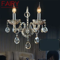 fairy indoor wall lamps crystal fixtures led european candle light classical for home bed room lamp