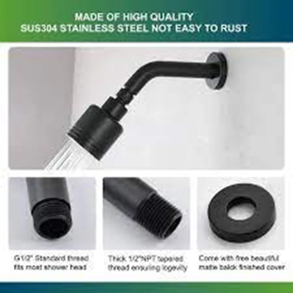 

6 Inch Fixed Water Outlet Wall Pipe Steel Wall-Mounted Shower A-rm And Flange Shower Head Bathroom Replacement Accessories.