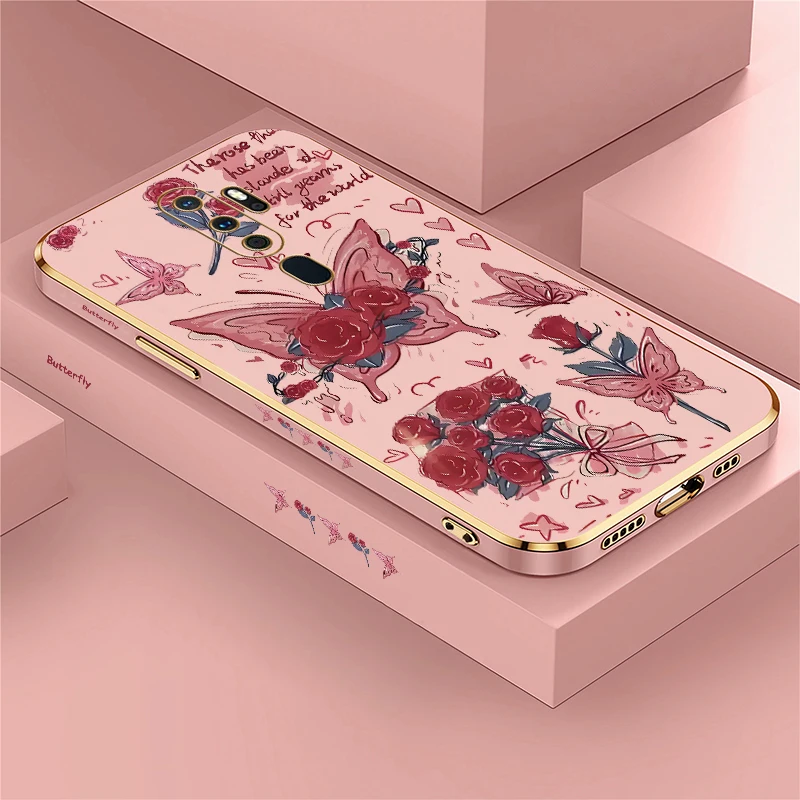 A5 A9 2020 Butterfly Flower Case For OPPO A3X AX5 A1K A3S A5S A12E A11S A11K A7 A9X A8 2019 Shockproof Silicone Soft Cover Coque