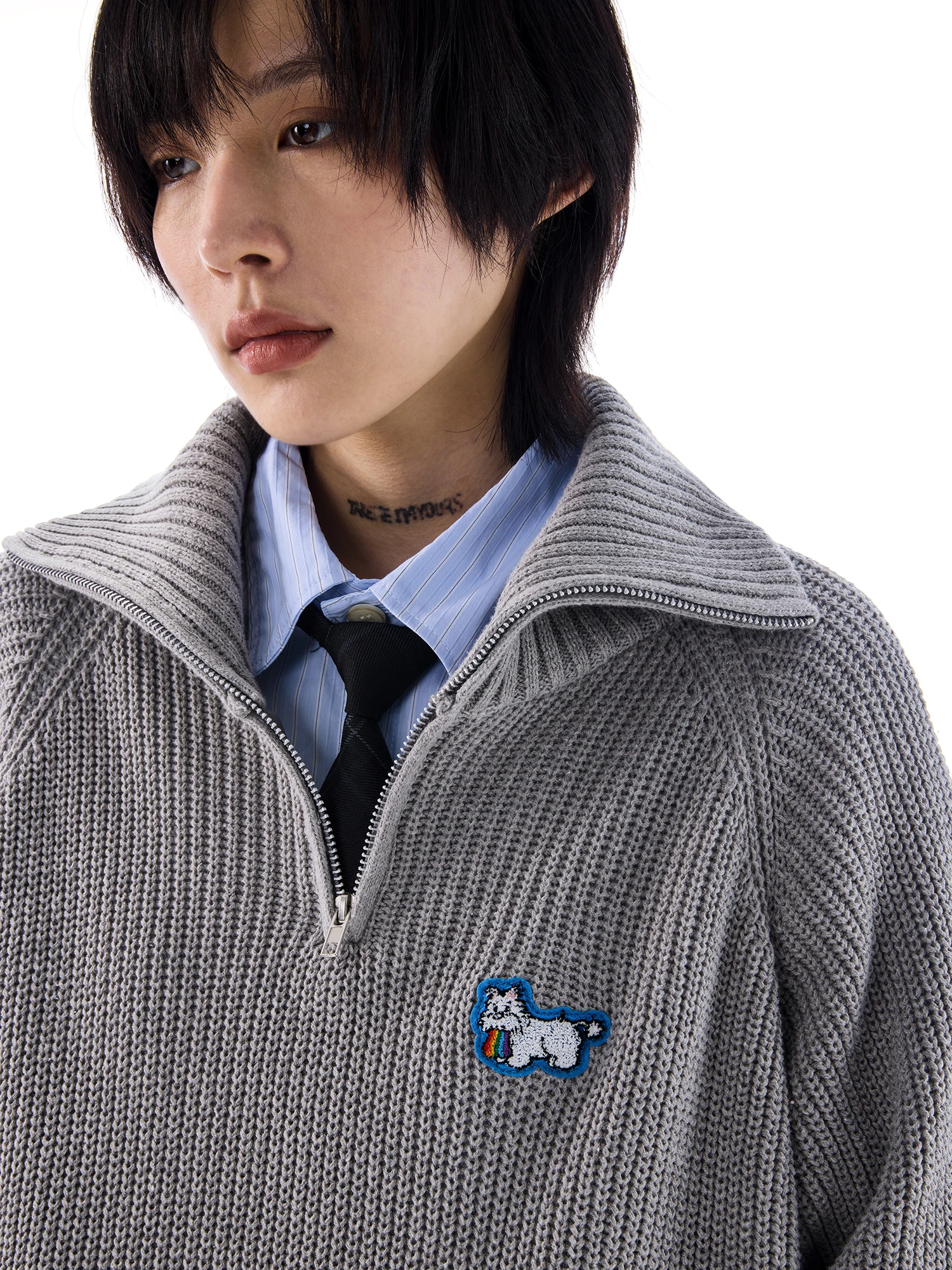 Sameuoo свободного действия свитер с высоким воротником на молнии West Highland Puppy