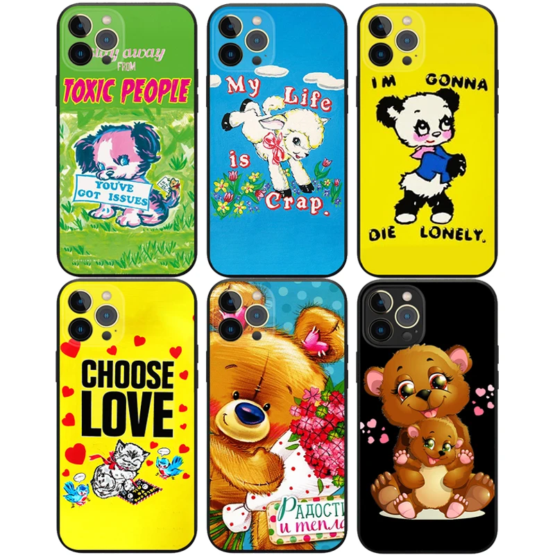 

Cute Cartoon Animals Dog Sheep Bear Phone Case for Huawei Mate 40 30 20 10 9 8 Pro Plus X 5G P50 Soft Silicone LensProtect Cover