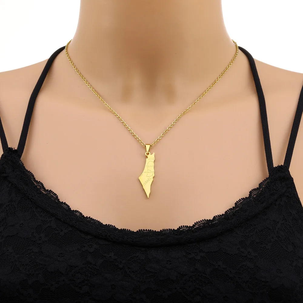 Ожерелье с подвеской в виде Арабской карты Палестины ожерелье из нержавеющей