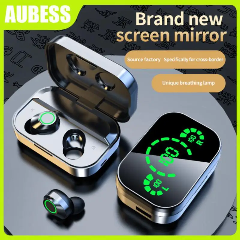 

With Led Display Earphones Tws Earphone Wireless Headset Deep Bass Earbuds Headphones Noise Reduction