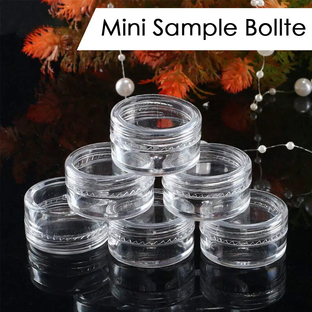 

50pcs 3g 5g 10g 15g 20g Empty Plastic Cosmetic Makeup Jar Pots Transparent Sample Bottles Eyeshadow Cream Lip Balm Container