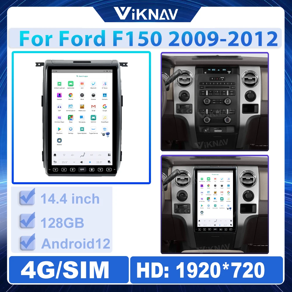 

Автомобильный радиоприемник 14,4 дюйма для Ford F150 2009-2012 Android автомобильный беспроводной Carplay GPS-навигатор мультимедийный плеер сенсорный экран головное устройство