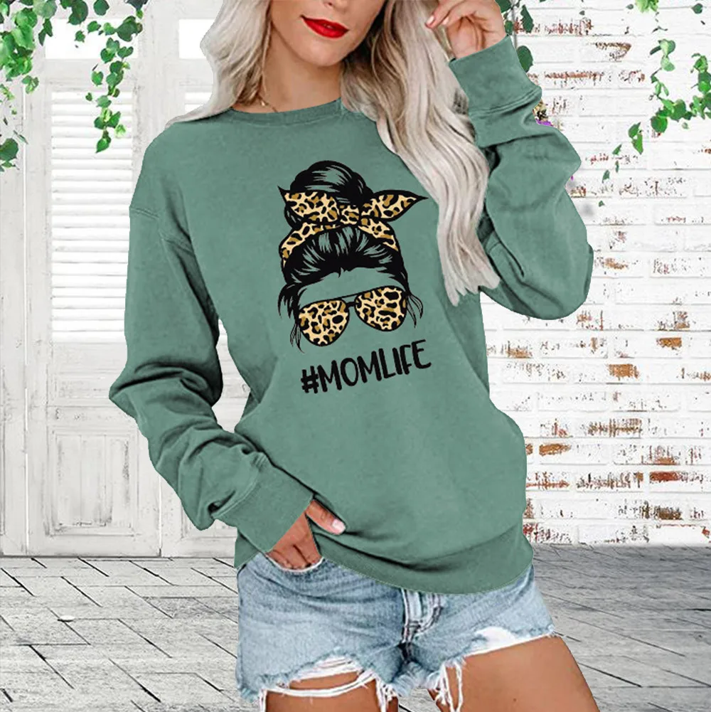 

Женские свитшоты # Momlife с принтом, милый череп с леопардовыми очками, шарф, худи с графическим принтом в стиле Харадзюку, женская модная одежд...