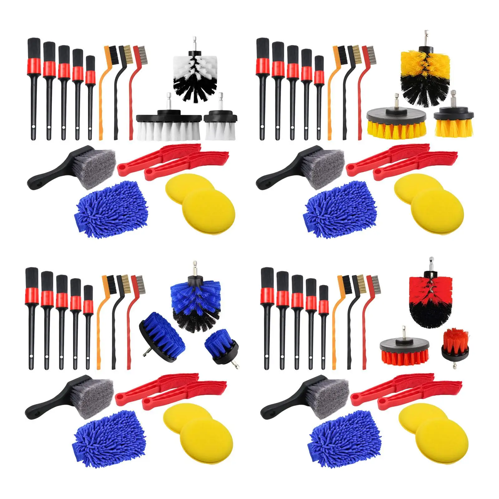 

17x Multifunctional Auto Detailing Brush Set Mitt Towels Line Brush Microfiber Cleaner for Rim Wheel Exterior Interior Leather