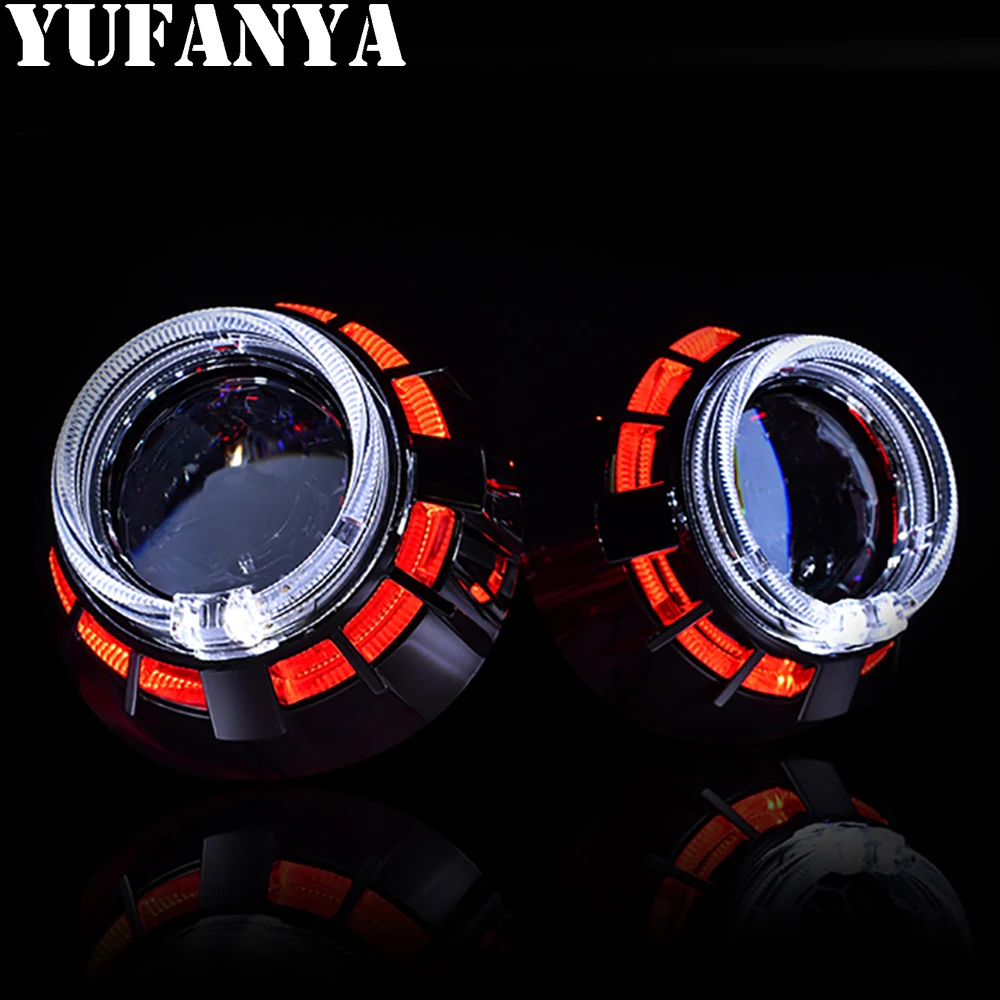 2 5 дюймовые Мини Hid Биксеноновые линзы проектора двойной Cob DRL глаза ангела кожухи