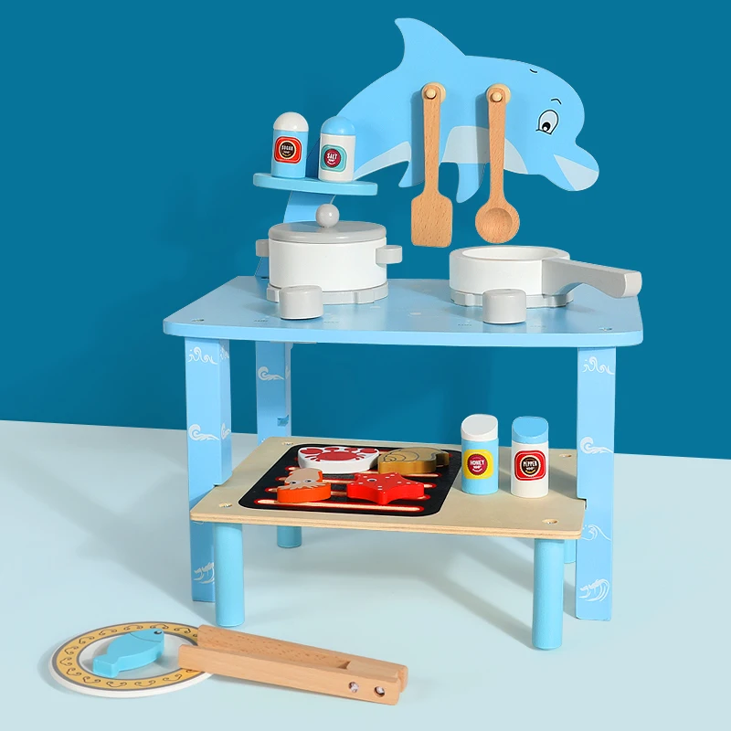 

Children's Cooking Wooden Toy Small Stove Play House Kitchenware Simulation Barbecue Suit Boys and Girls Birthday Gift
