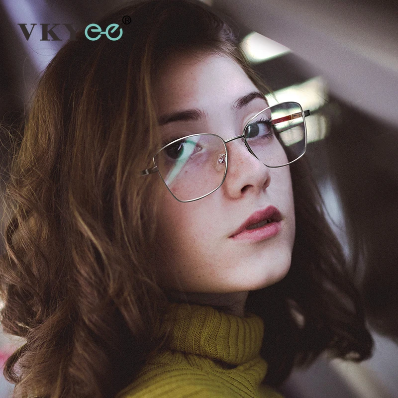 

VICKY New Metal Anti Blue Light Blocking Glasses Frame Simple Acetate Temple Fashion Decorative Optical Glasses Women PFD3010