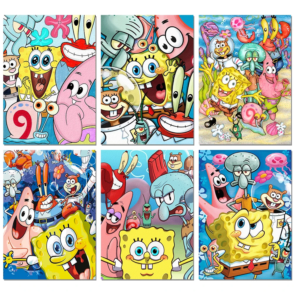 DIY Diamond Painting SpongeBob Patrick Star Squidward Tentacles Diamond Cross Stitch Kit for Children's Hobbies Home Decor Gift