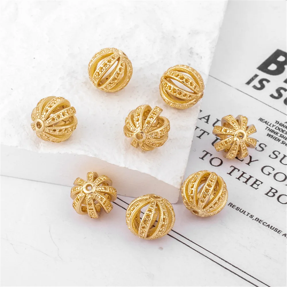 

14k gold inverted lace hollow beads melon beads 10mm ball loose beads diy handmade jewelry accessories