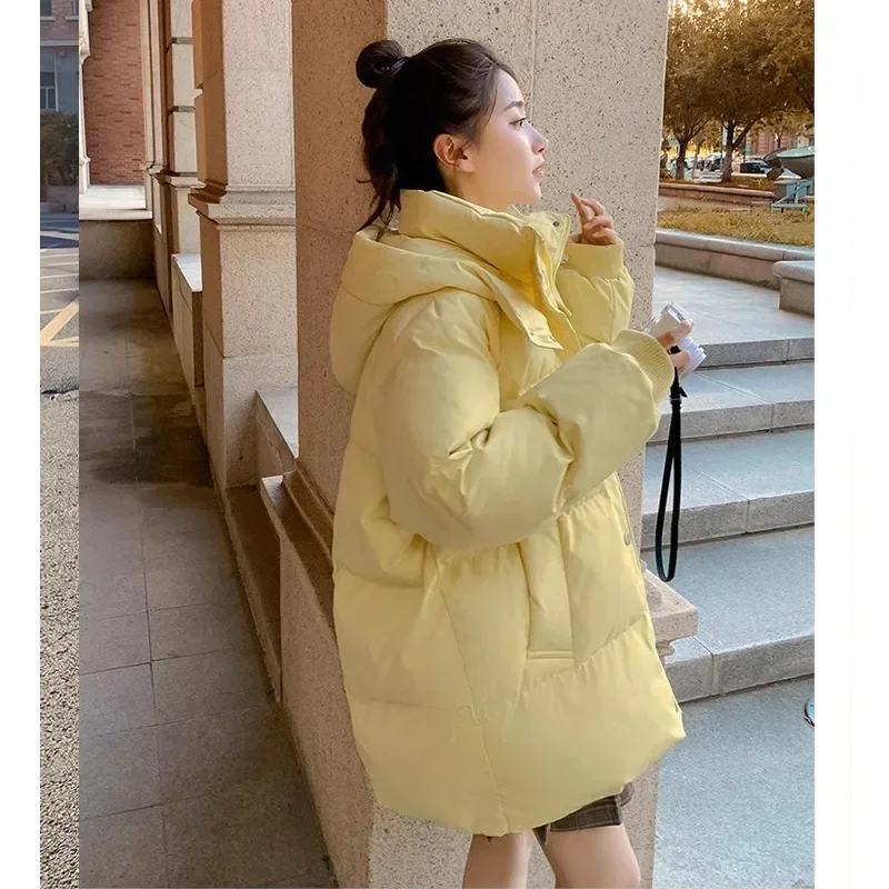 

Korean Version Mid Long Thick Warm Loose Fashion Sisters Down Cotton Bread Coat