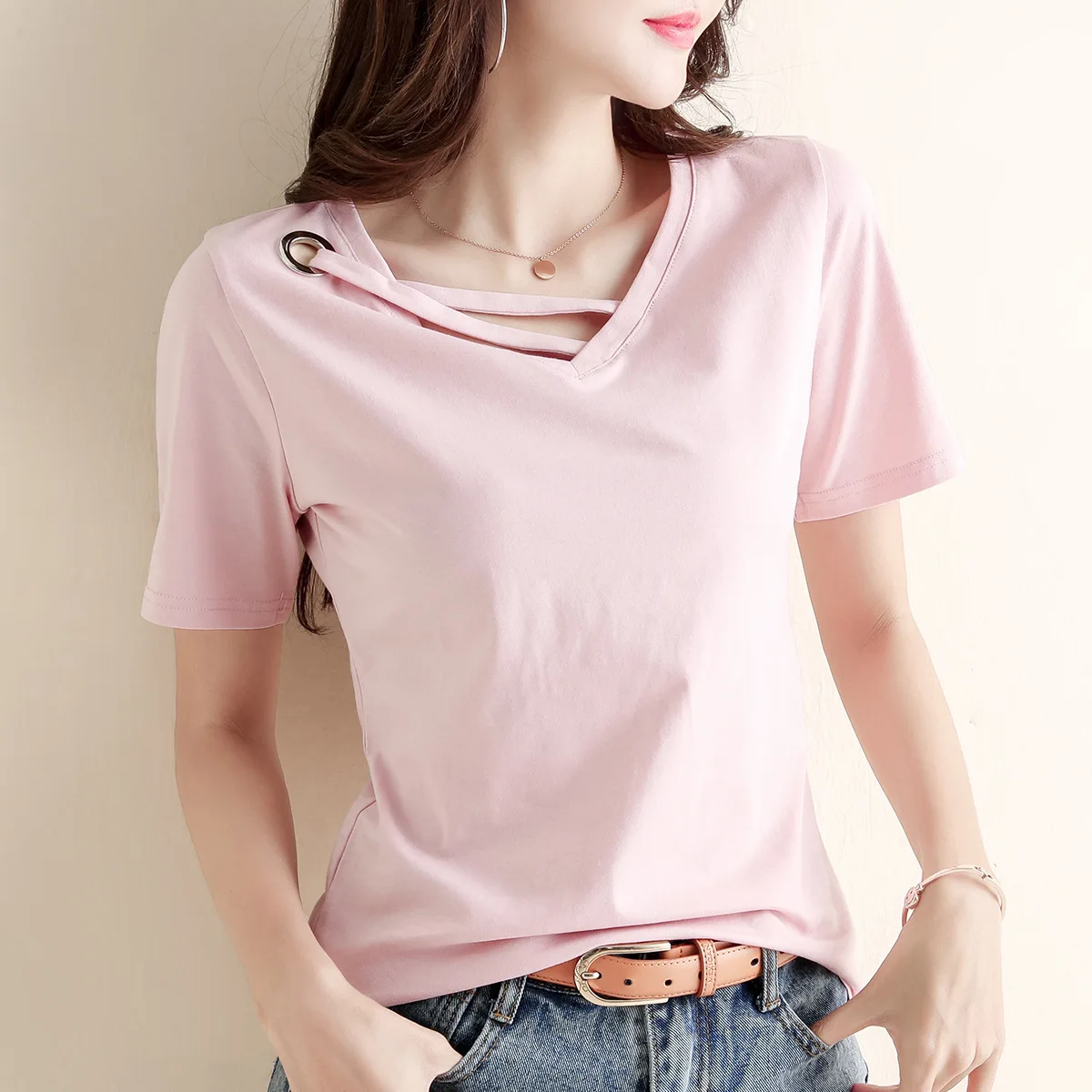 

Summer Clothes For Women 2022 Sexy Tee Shirts For Female Plus Size Cotton T Shirt Women Korean Fashion Stitch Clothes For Women