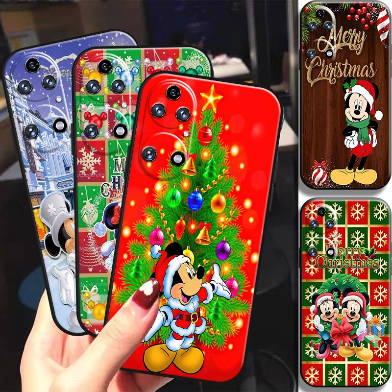 

Merry Christmas Mickey Minnie For Huawei P50 P40 P30 P20 Pro Lite 5G P Smart Z 2019 2021 Phone Case Coque Funda Black Soft TPU