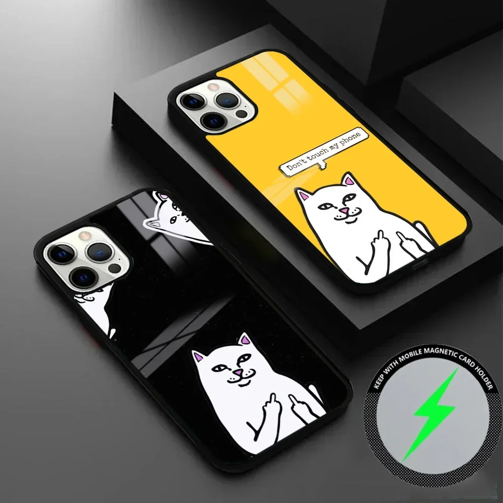Забавный чехол для телефона R-R-RipndipS CAT IPhone 16 15 14 13 12 11 Pro Max Plus Mini Magsafe Mirror
